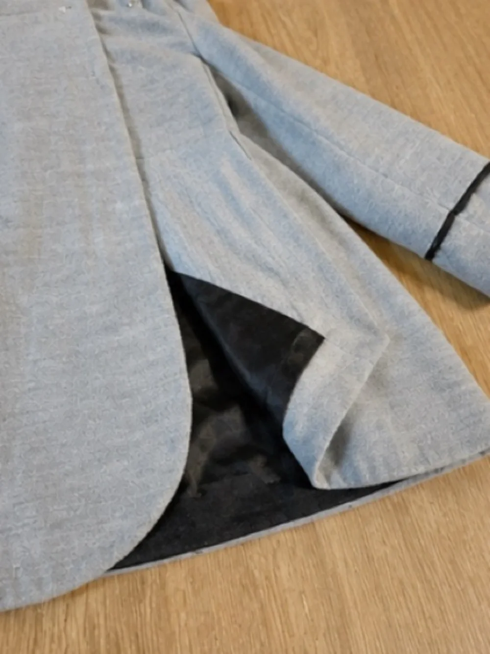 Girls' Grey Military-Style Wool Blend Coat